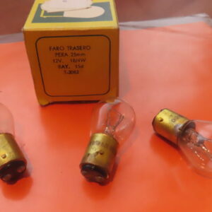 AMO147 LAMPARA PILOTO BAY15d 12-Vols 2-Filamientos18/4 Watios 2-Polos Tetones Descentrados