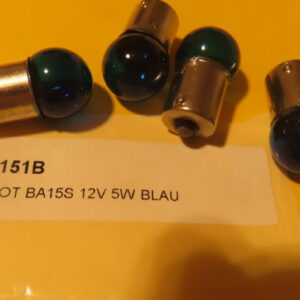 AMO151B LAMPARA PILOTO ESFERICA (BA15s) 12Vols 5-Watios 1-Polo 18x35mm Color AZUL Especial Coches Clasicos tuning