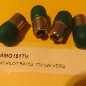 AMO151TV LAMPARA PILOTO ESFERICA (BA15s) 12Vols 5-Watios 1-Polo 16x35mm Color VERDE Especial Coches Clasicos tuning