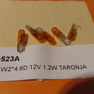 AMO523A LAMPARA CONTROL PILOTO T-5 (W2x4,6d)Cuña 12Vols 1,2Watios 5x20mm Color AMBAR Especial Coches Clasicos tuning