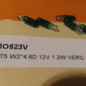 AMO523V LAMPARA CONTROL PILOTO Cuña T-5 (W2x4,6d 12Vols 1,2Watios 5x20mm Color VERDE Especial Coches Clasicos tuning