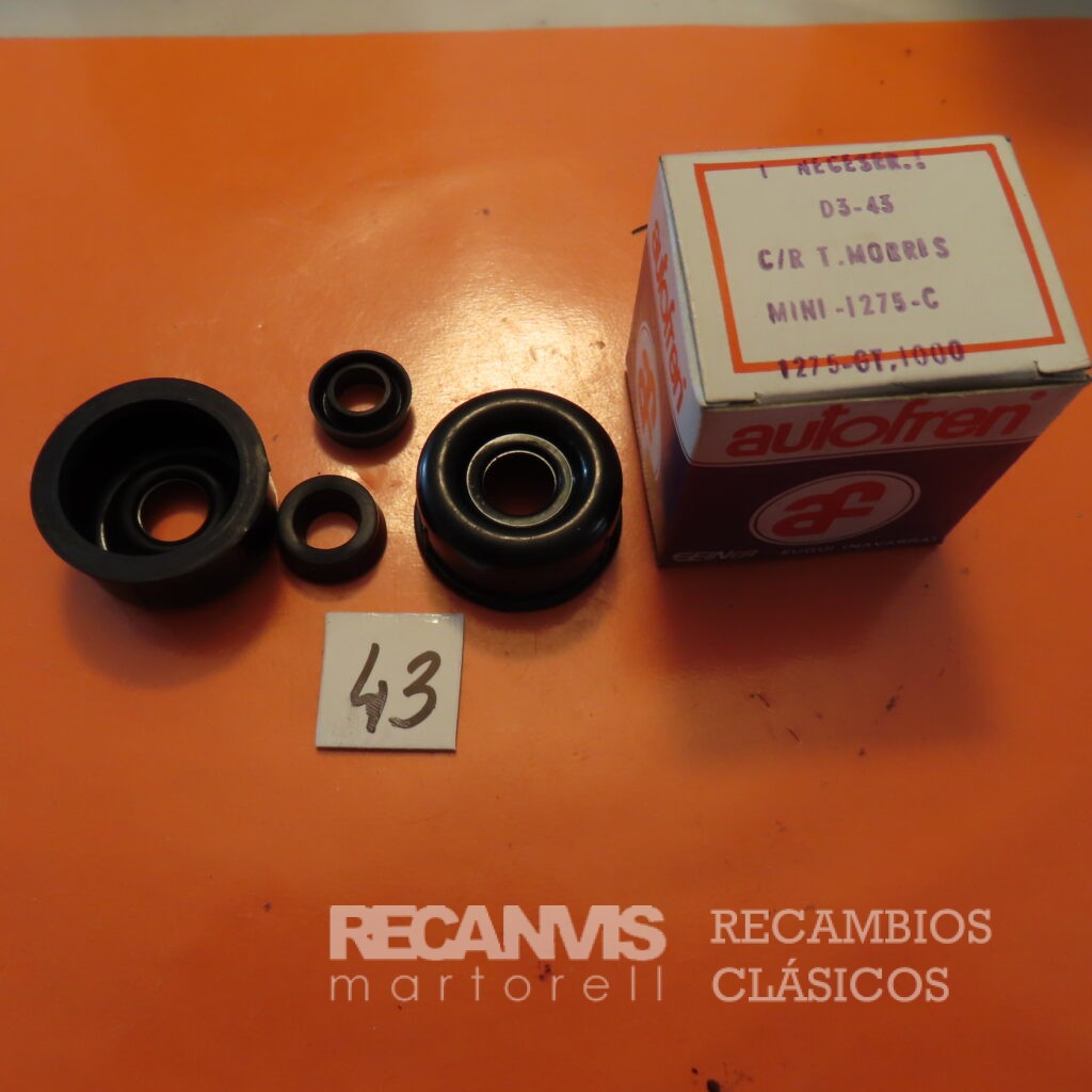 SEID3043 JUEGO GOMAS BOMBIN CILINDRO FRENO TRASERO MORRIS MINI-1000 1275-GT  15,90mm Sistema LOCKHEED