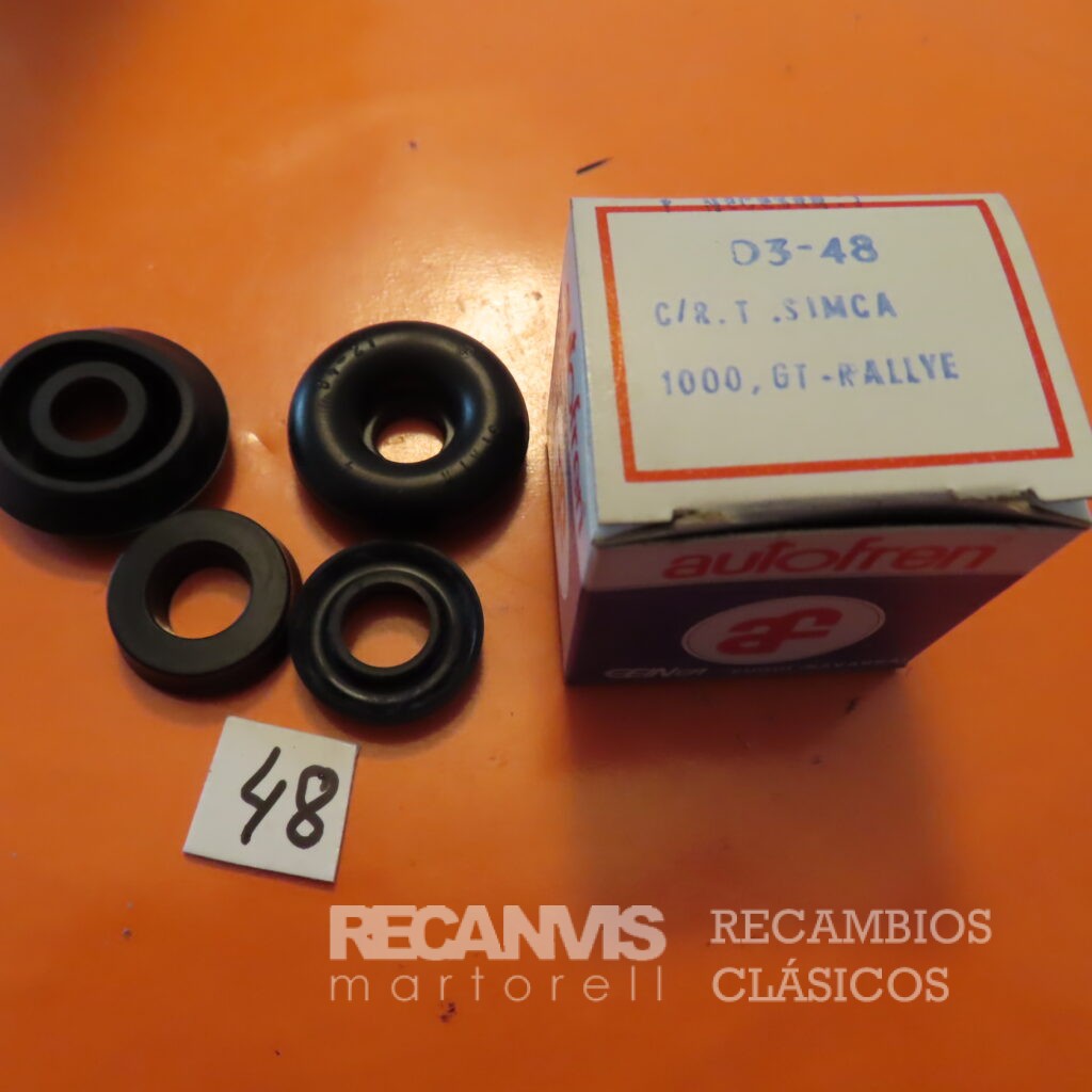 SEID3048 JUEGO GOMAS BOMBIN CILINDRO FRENO TRASERO SIMCA-1000 G RALLYE 23,81mm