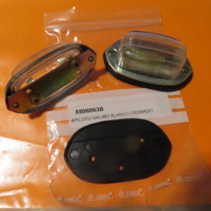 850I0063B PILOTO GALIBO CLASICO RECTANGULAR BLANCO 50x85mm (Precio UNIDAD) Cerquillo Cromado