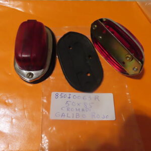 850I0063R PILOTO GALIBO CLASICO RECTANGULAR rojo 50x85mm (Precio UNIDAD) Cerquillo Cromado