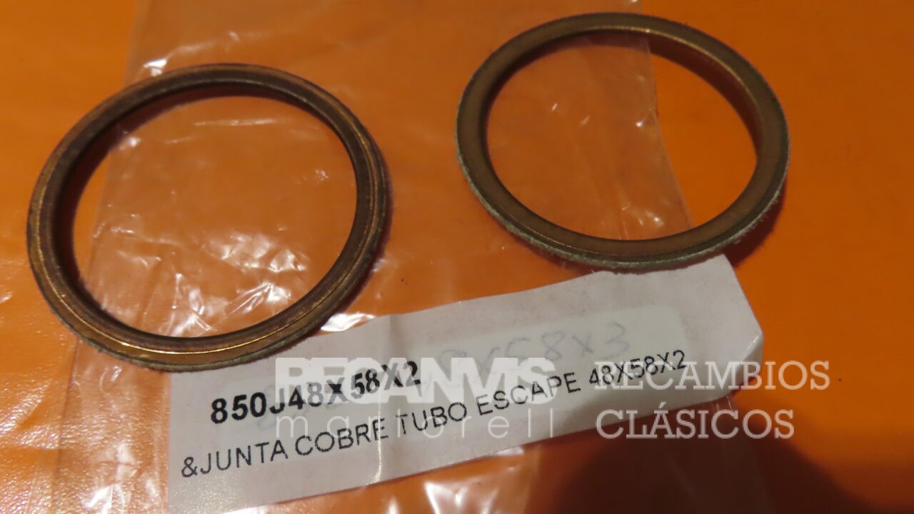 850J48X58X2 ARANDELA JUNTA CULATA y COLECTOR ESCAPE MOTOS COBRE 46X58X2 (Precio Unidad)