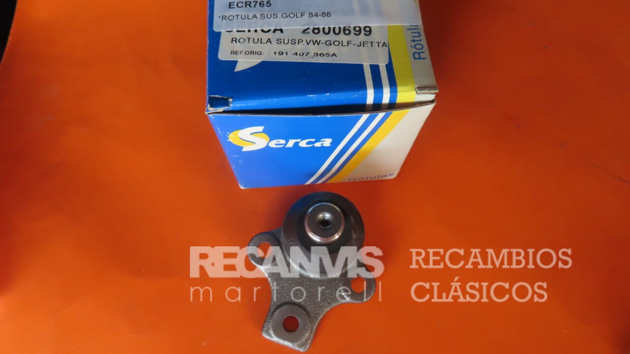ECR765 ROTULA BRAZO SUSPENSION Inferior Izquierdo y Derecho Volkswagen GOLF-II JETTA-II  desde 8-1983a 12-1992 CORRADO desde 8-1987 a 12-1995  191407365A/B 17mm EJE RUEDA hasta JULIO 1987 17mm EJE RUEDA hasta JULIO 1987 17mm EJE RUEDA hasta JULIO 1987